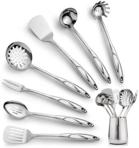 Zulay Kitchen juego de utensilios de acero inoxidable para uso diario, 8 piezas.