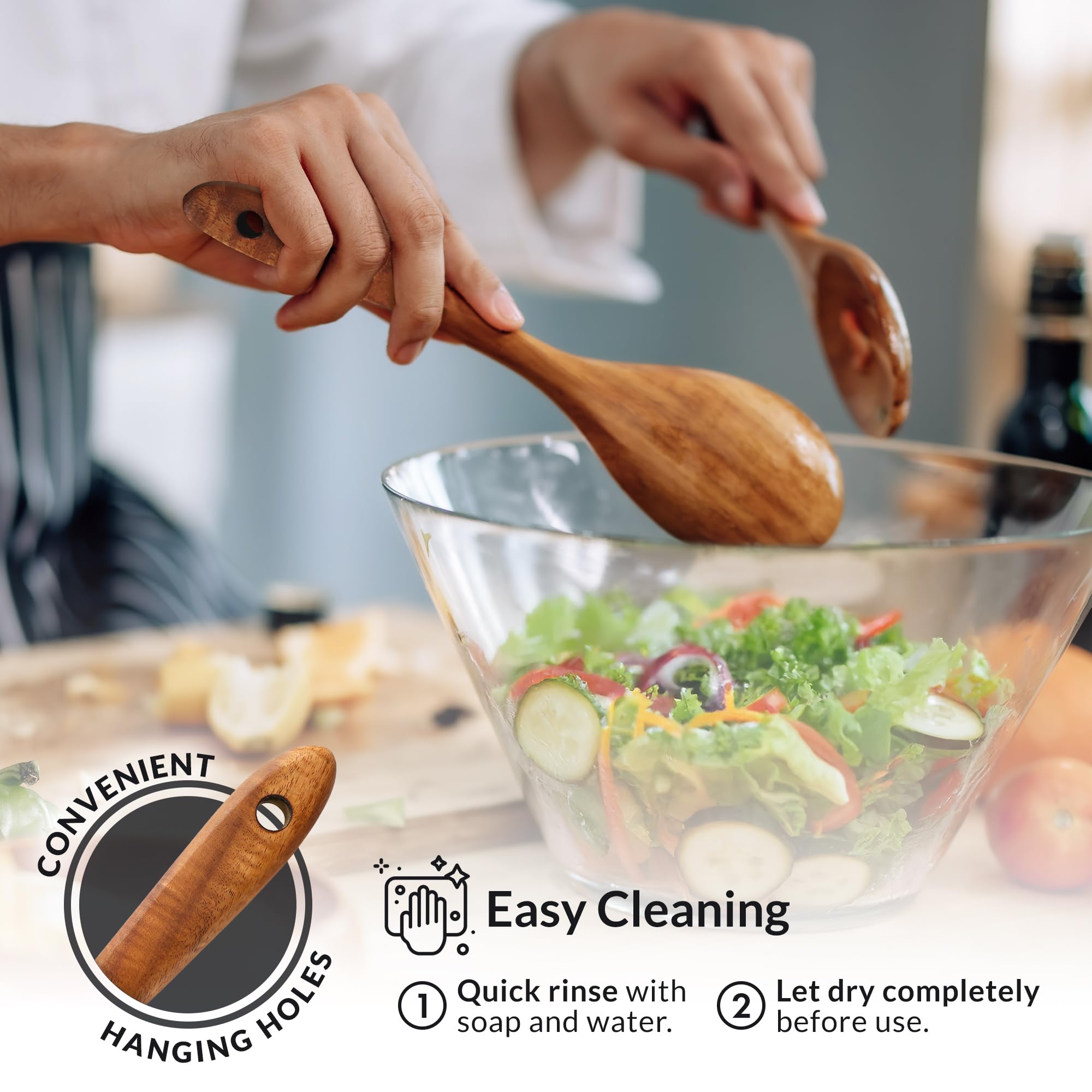 Zulay Kitchen utensilios-madera-teca: conjunto robusto para uso diario en cocina