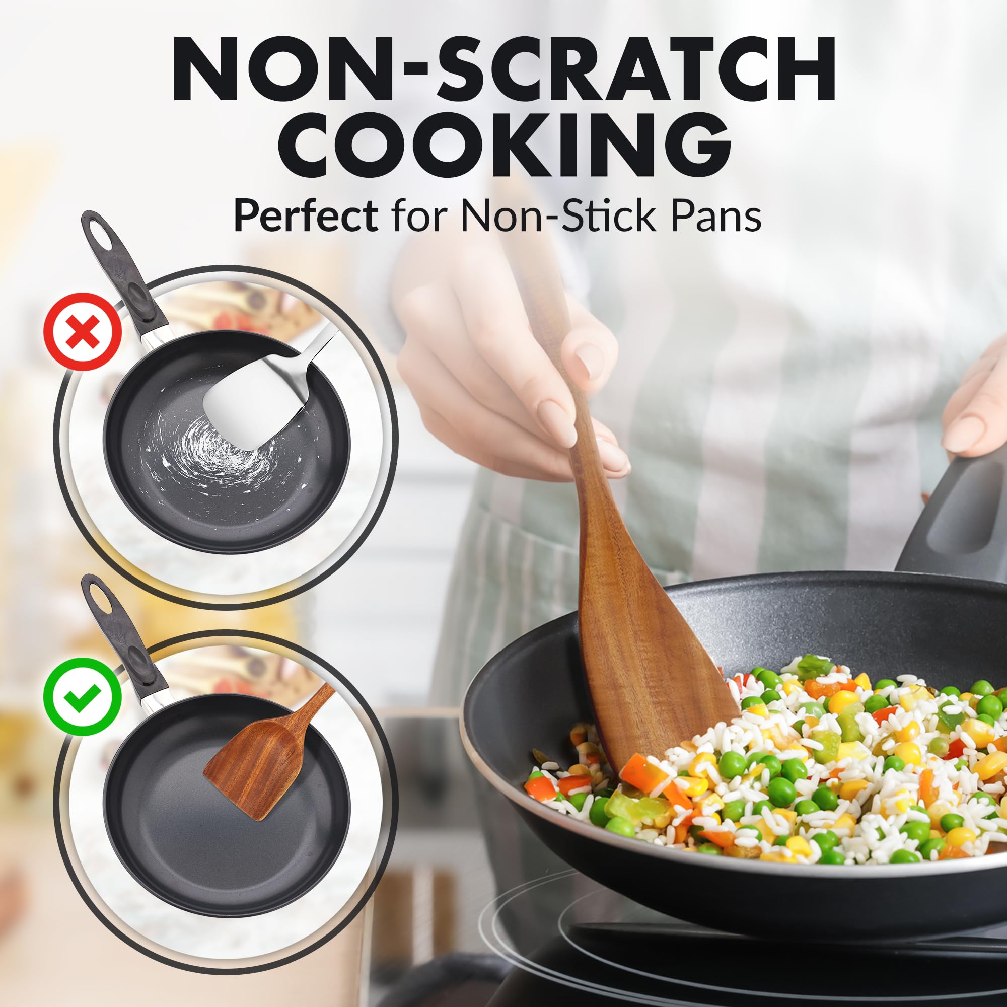 Volteador de teca Zulay Kitchen ligero y ergonómico para volcar con control