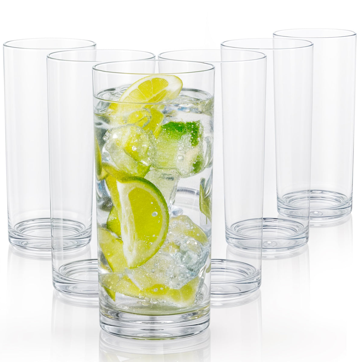 Vasos acrílicos Zulay Kitchen 6 piezas en mesa, ideales para bebidas.