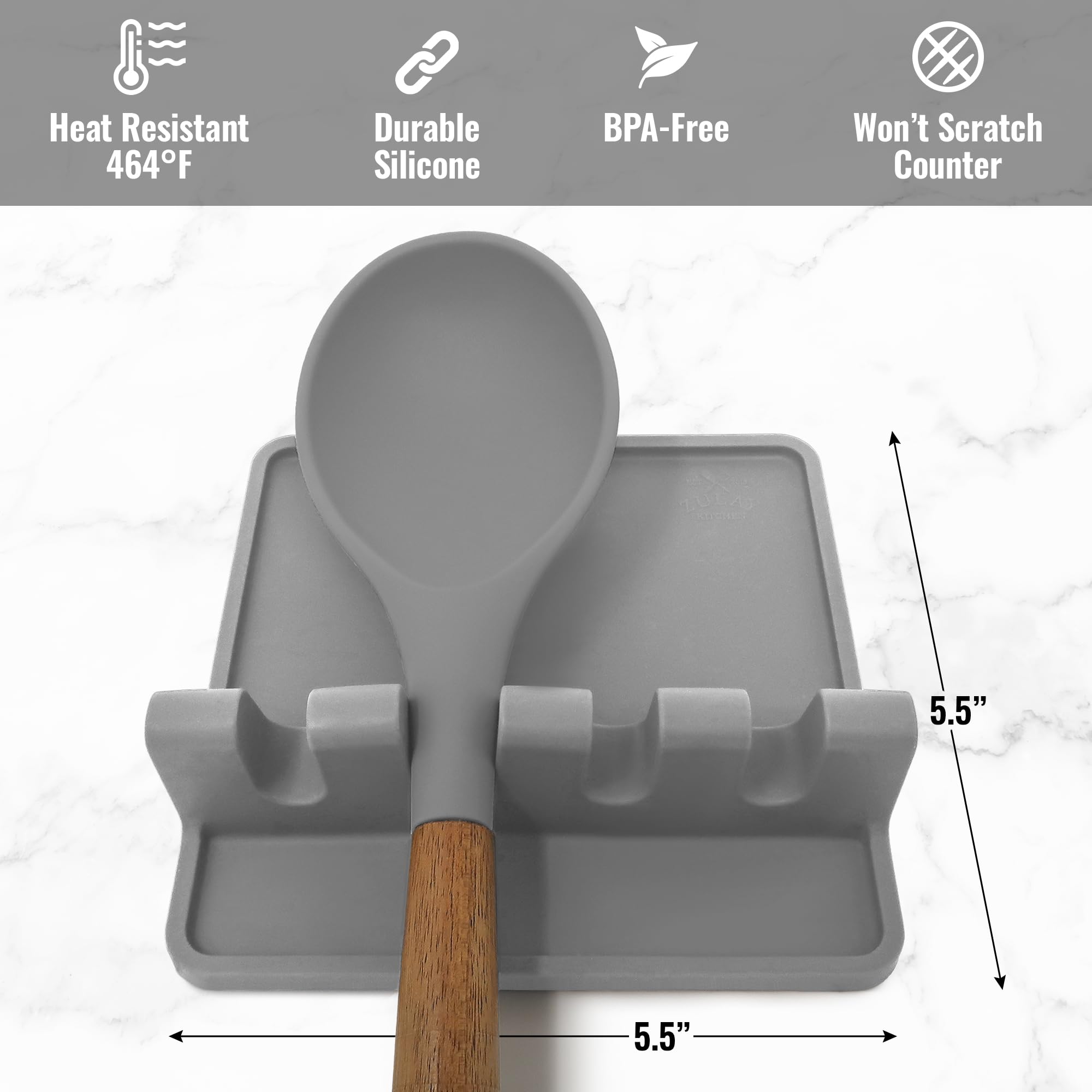 Zulay Reposa cucharas de silicona diseño compacto para cocinas pequeñas.