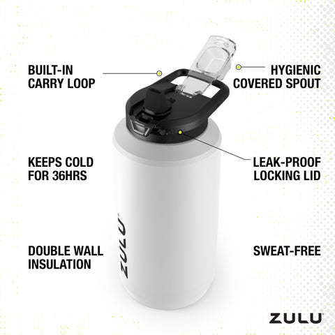 ZULU Goals 64oz, doble pared de acero inoxidable para bebidas frías.