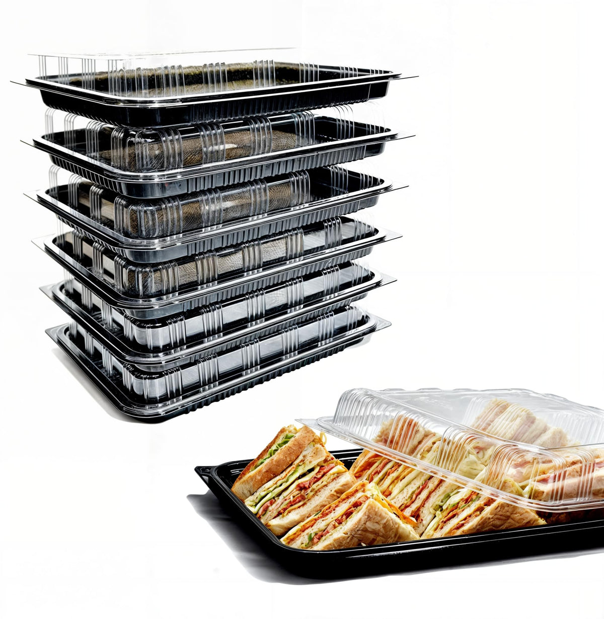 Bandeja de catering Zumart con tapa para buffets y presentaciones.