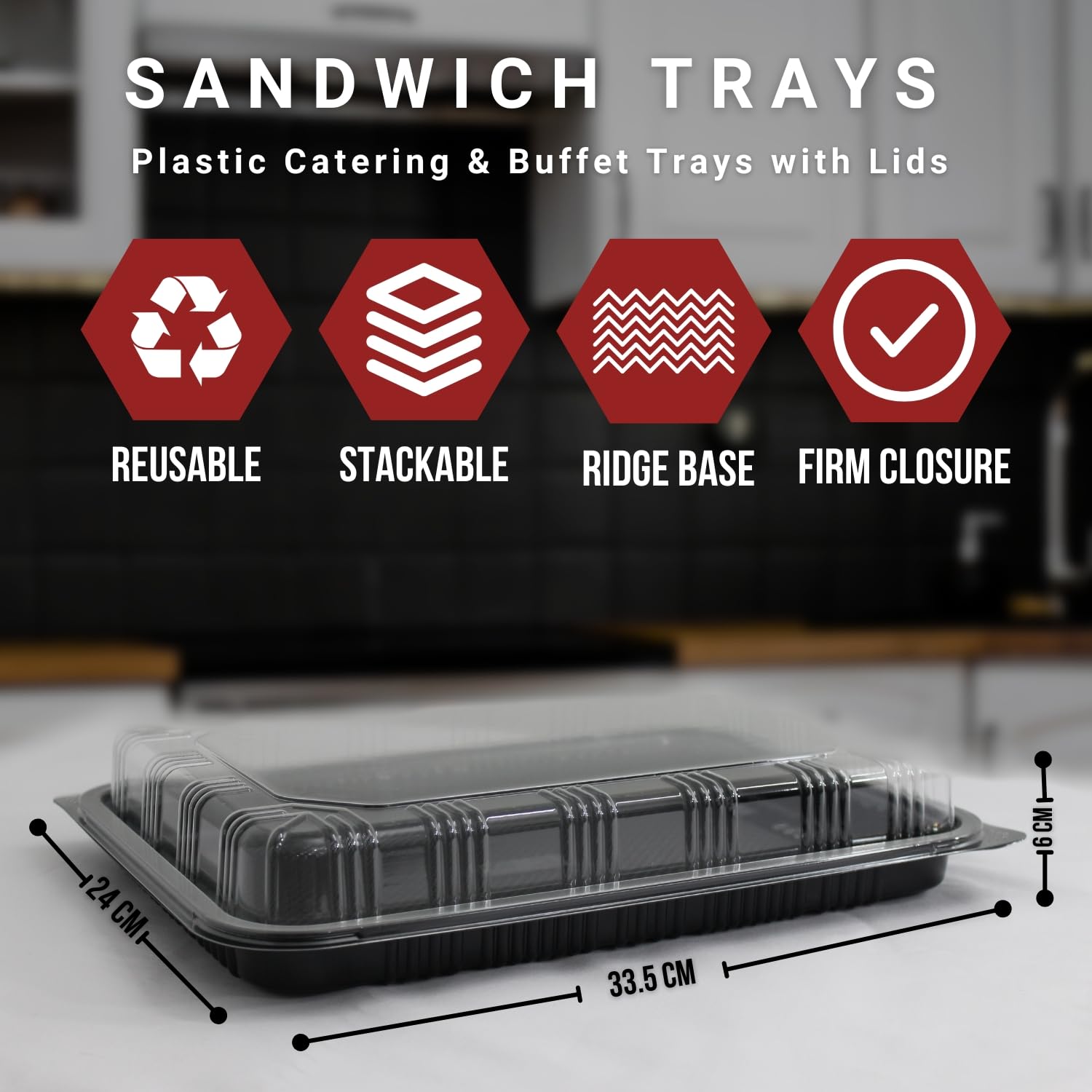 Bandeja Zumart con tapa de 13,39 pulgadas para eventos.