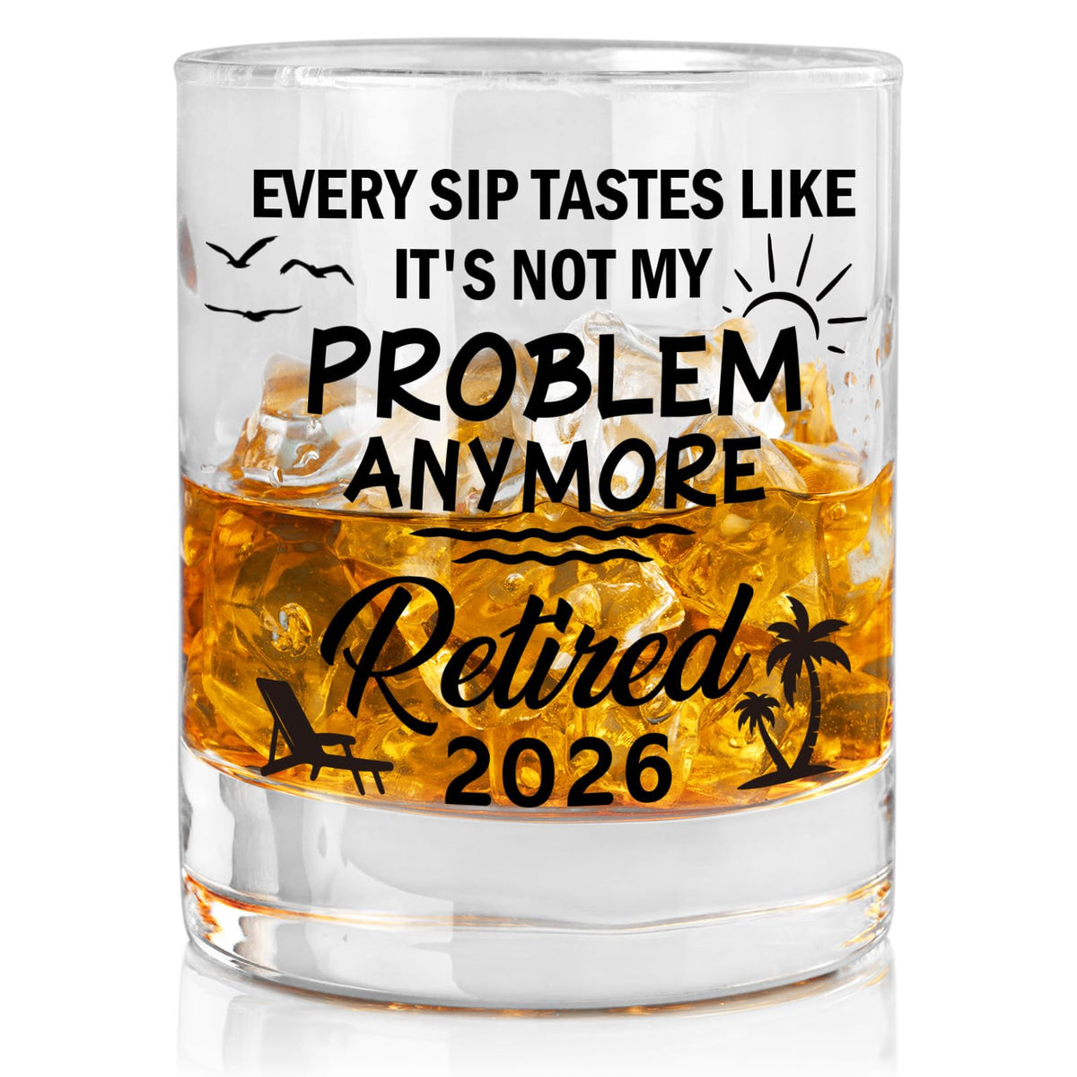 Vaso Zunaked de whisky 11oz, ideal para brindis de jubilación.