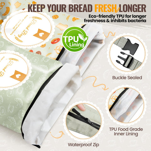 Zunmial bolsa con cierre impermeable para conservar pan fresco.