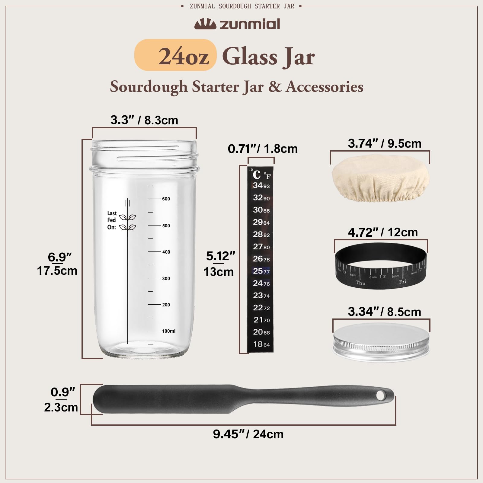 Zunmial kit masa madre, accesorios completos para facilitar el proceso de fermentación.