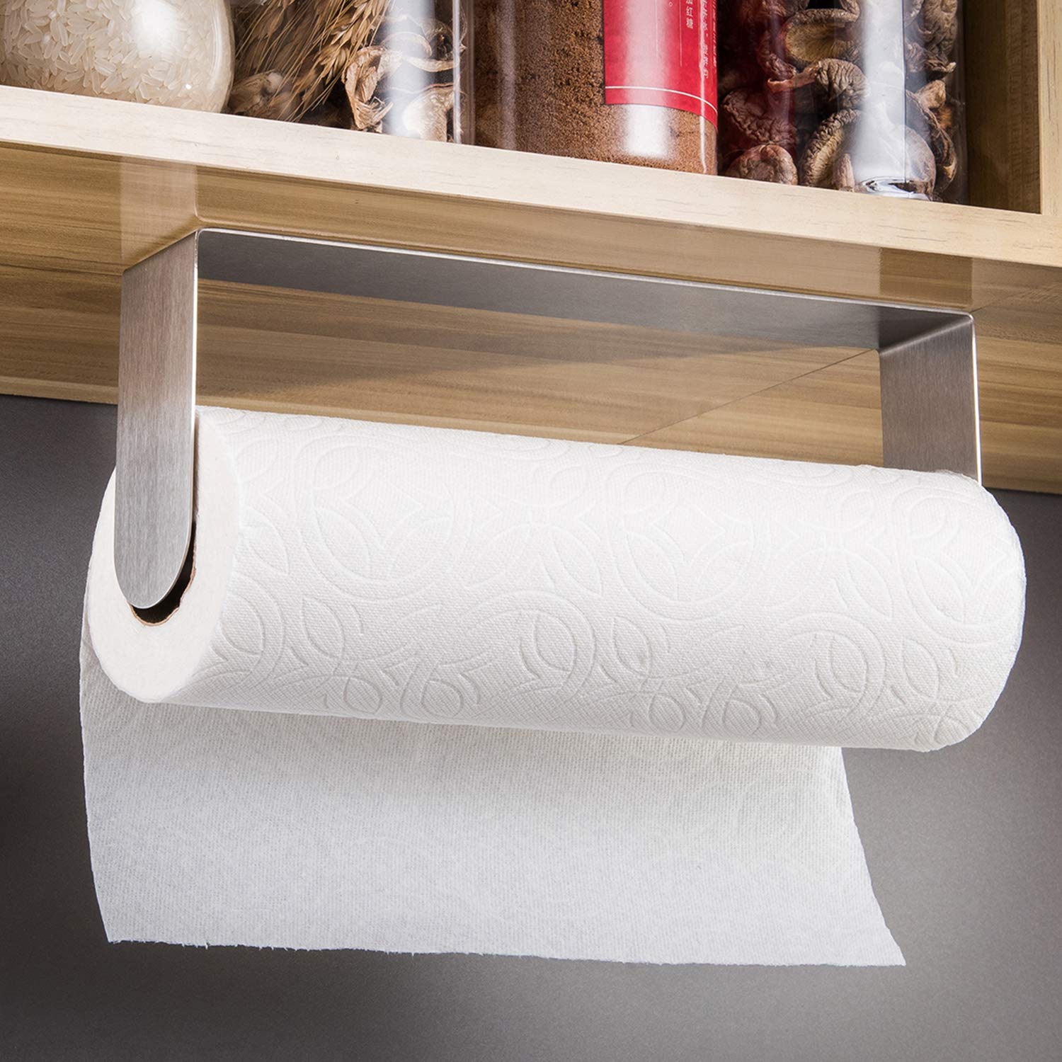 ZUNTO porta-papel toallas superficie lisa adhesivo, montaje rápido para cocinas modernas.