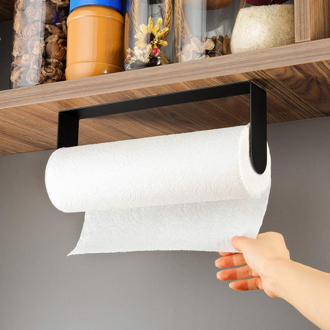 ZUNTO porta-rollos negro, acero inoxidable resistente a salpicaduras