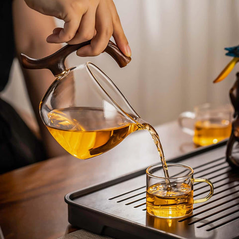 Zurucily juego de tazas Kungfu de vidrio, ideal para compartir té en la mesa
