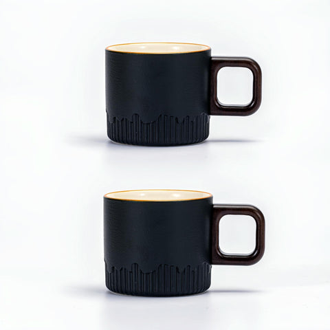 Zurucily tazas café expreso 2 onzas demitasse con asa de madera, ideal para doble shot.