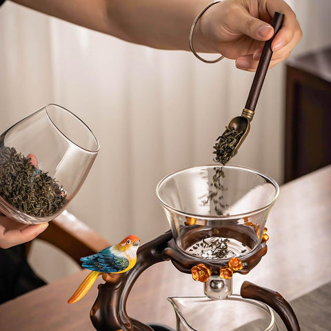 Zurucily tetera Kungfu de vidrio con diseño de ave para infusionar perfumados tés