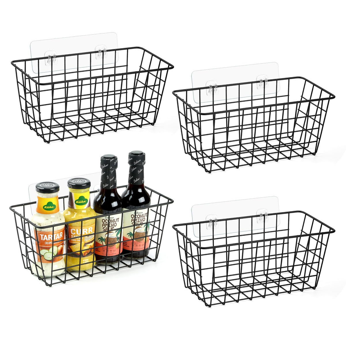 ZUSHALLMY, dos cestas cocina colgantes adhesivas para ordenar la despensa.