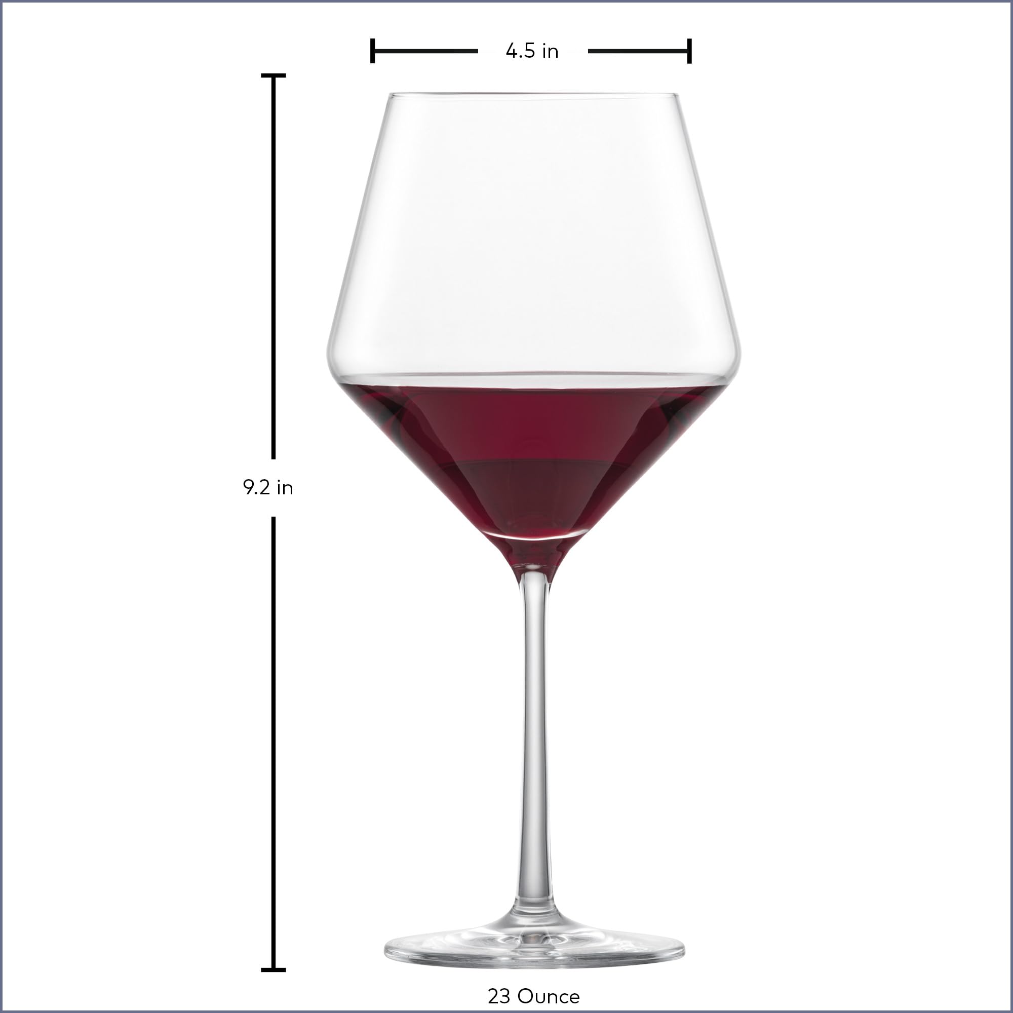 Capacidad de 675 ml por copa Zwiesel Glas Pure, ideal para degustación.