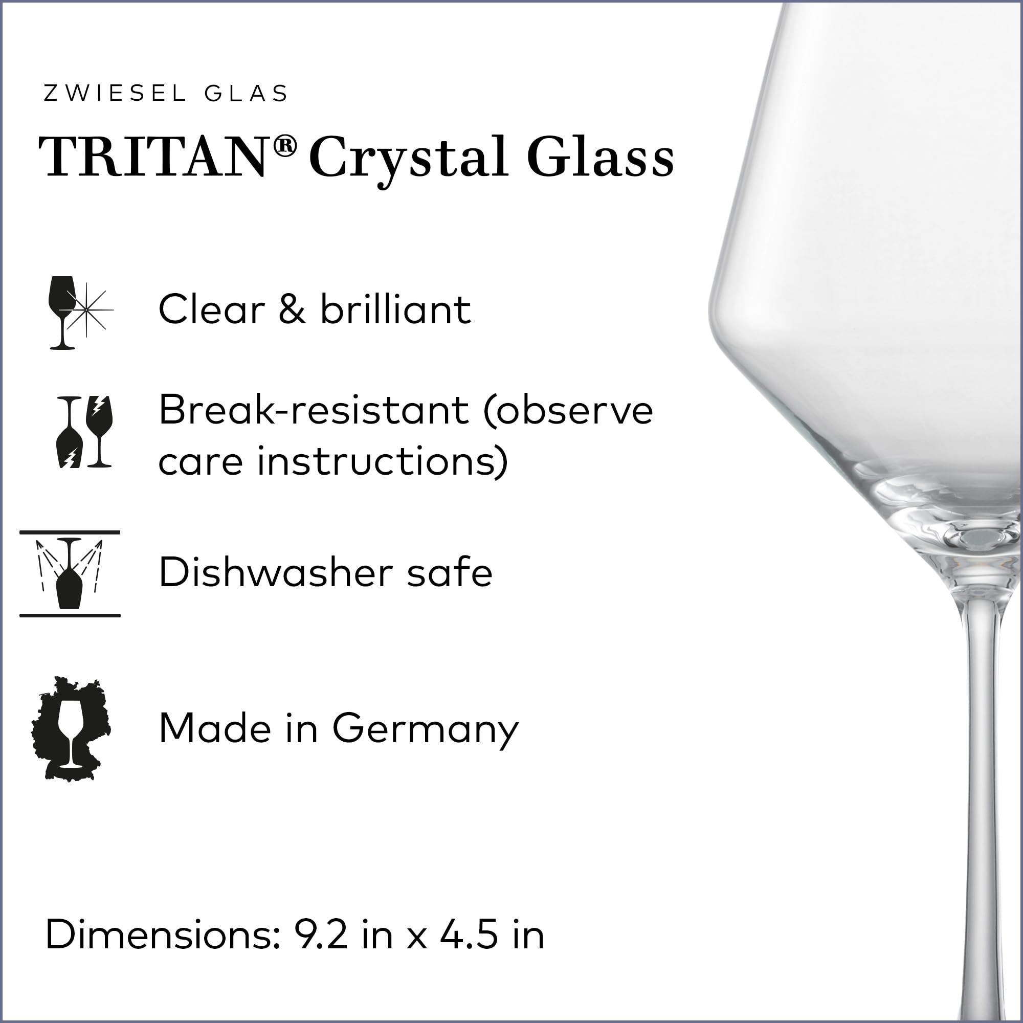 Crístal TRITAN de Zwiesel Glas Pure, copa duradera apta para lavavajillas.