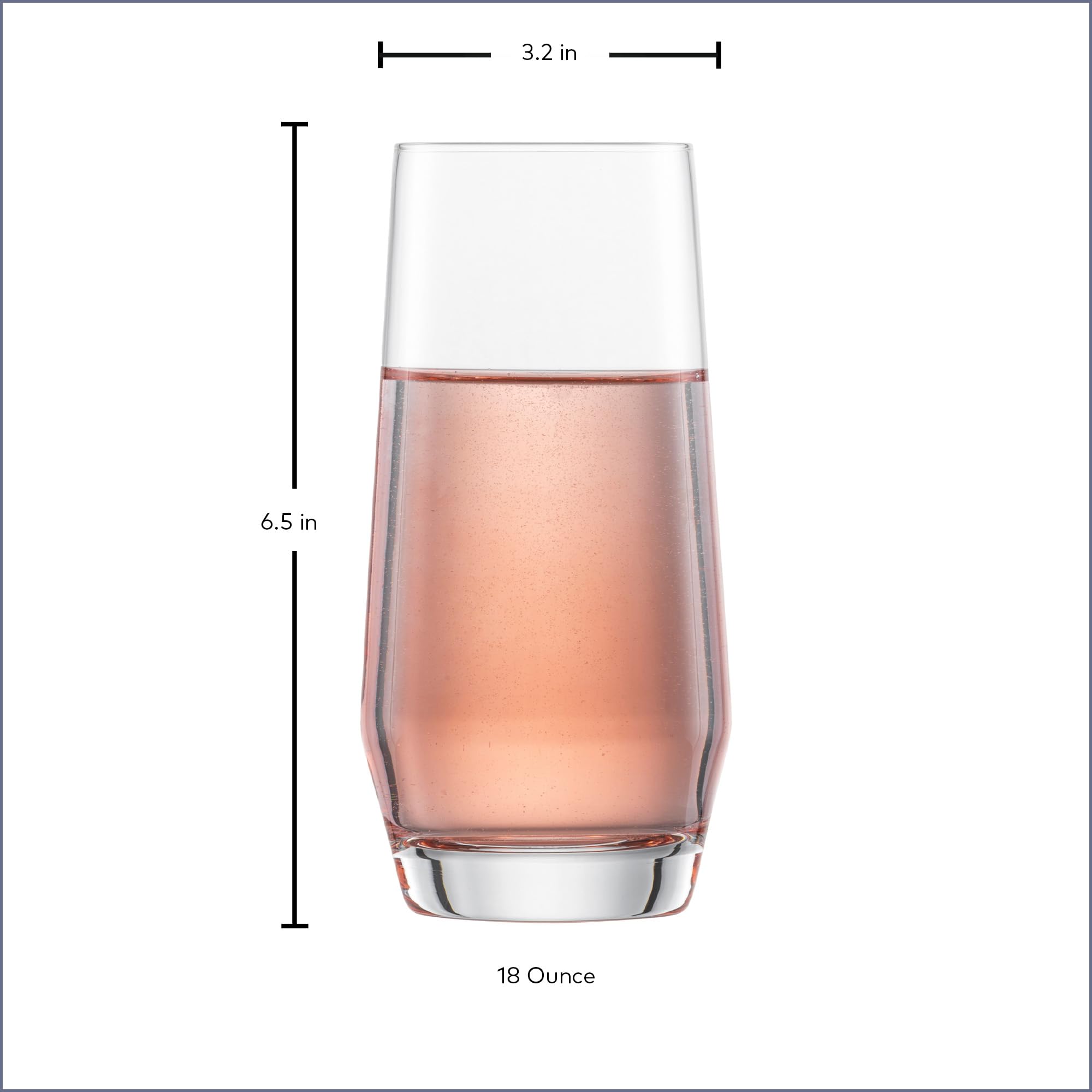 Vaso Zwiesel Glas Pure de 6.5 pulgadas de alto, diseño elegante.