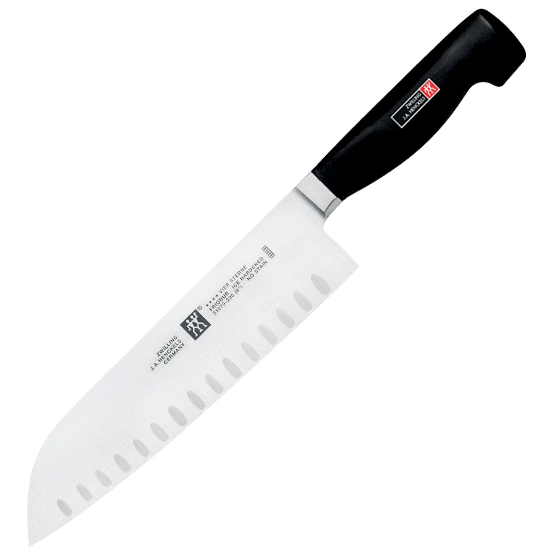 ZWILLING Cuatro Estrellas Santoku hoja forjada en una pieza para durabilidad.