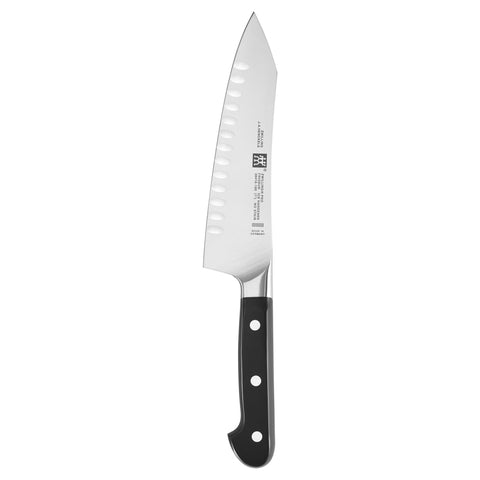 Cuchillo ZWILLING Pro, hoja curva, cortes suaves y precisos en verduras.