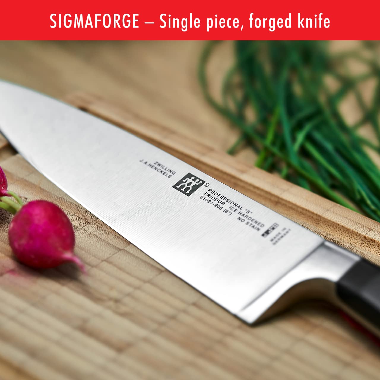 Zwilling Professional S, bisel láser controlado, filo más afilado y uniforme.