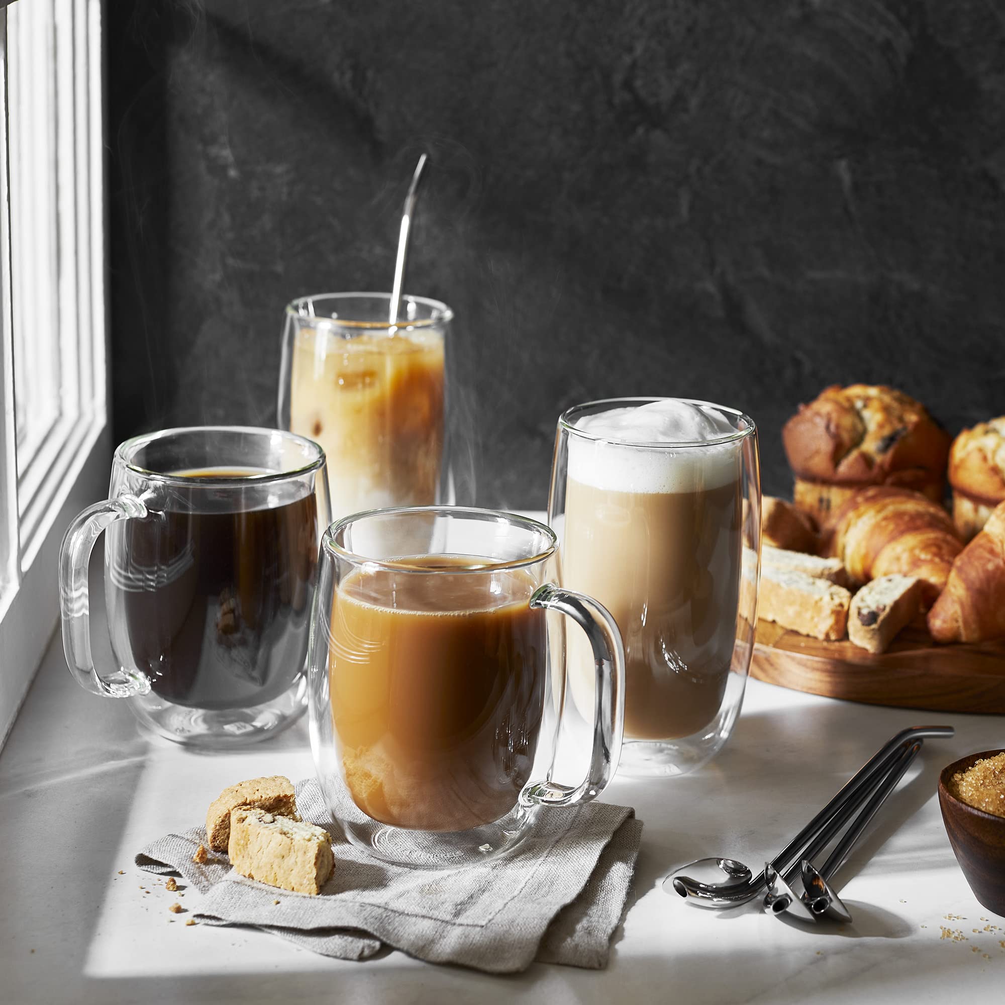 ZWILLING Sorrento taza de vidrio doble pared, ideal para bebidas frías sin condensación.