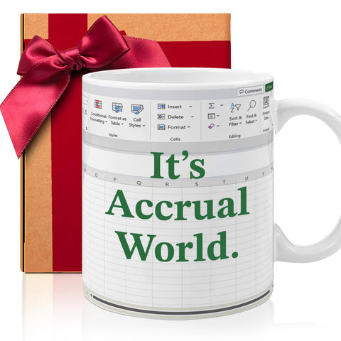 Taza ZWV contable divertida en empaque regalo, ideal para regalar.