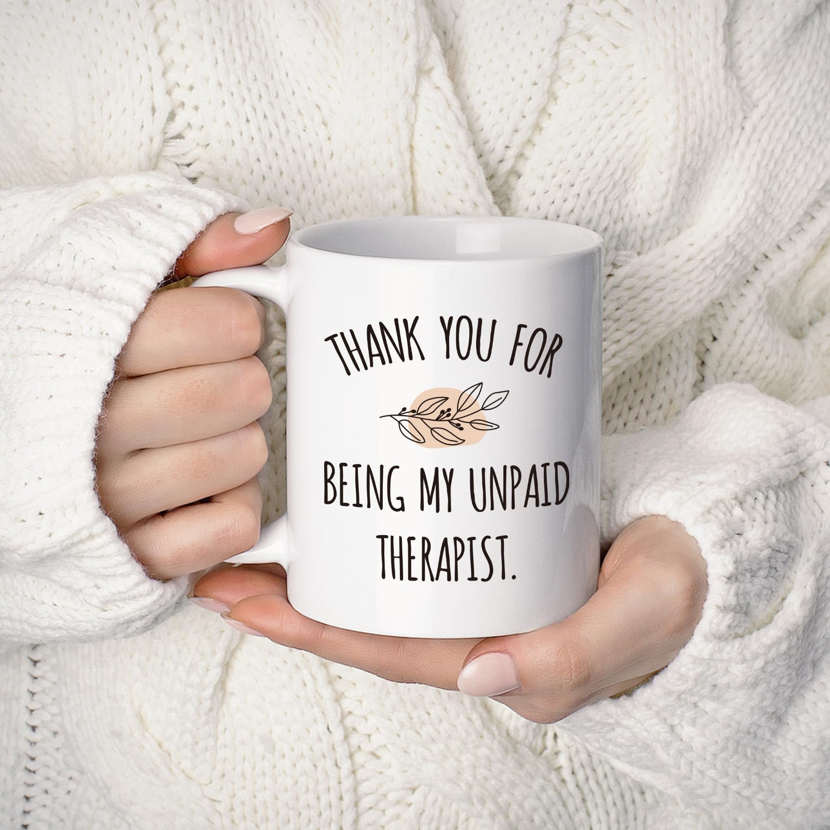 ZWV Taza gracias terapeuta, mango ergonómico, cómoda para beber durante la jornada
