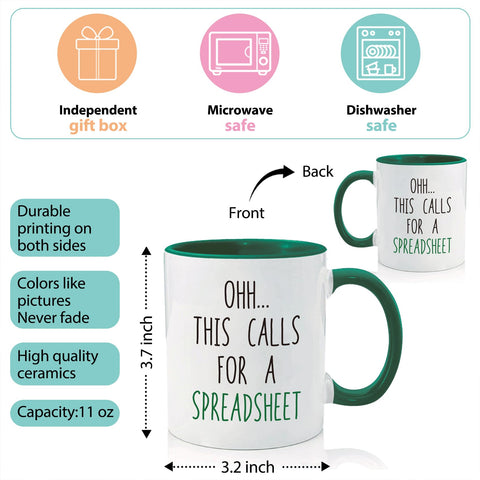 Taza ZWV con hoja de cálculo, ideal para contadores.