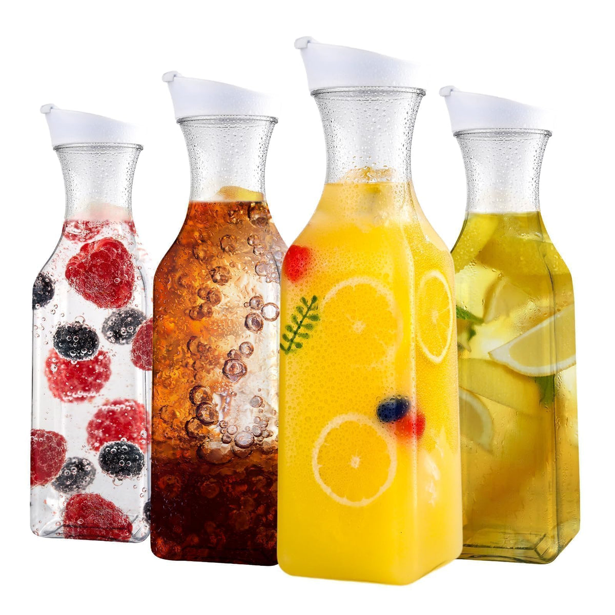 Garrafas plásticas ZWYSLFCY con tapa de 50 onzas listas para servir bebidas frías.