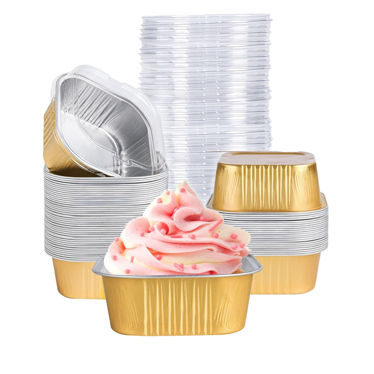 ZWYSLFCY mini vasitos cuadrados con tapas, ideales para hornear y transportar postres