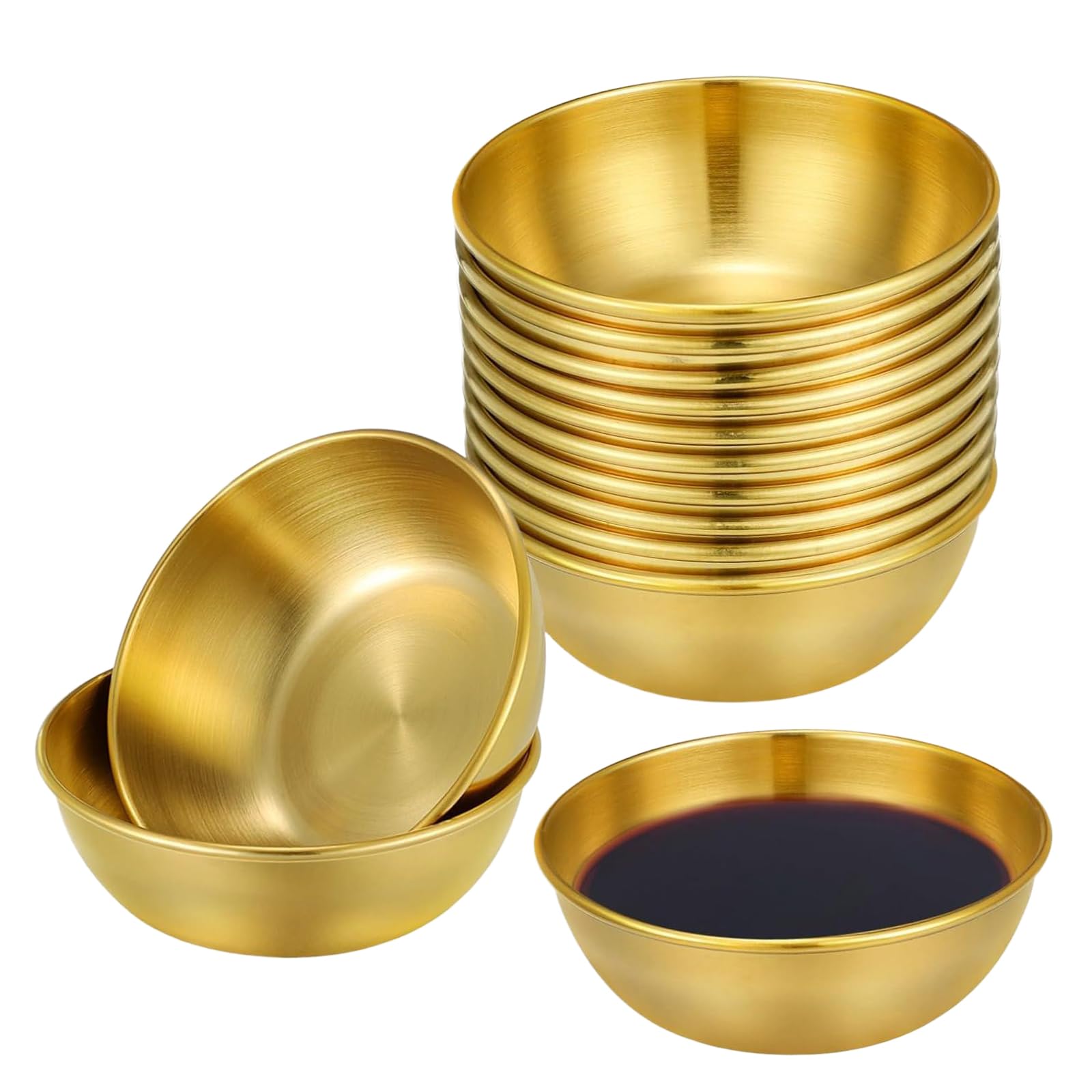 ZXBMS cuenco para salsas dorado, tamaño compacto ideal para servir condimentos.