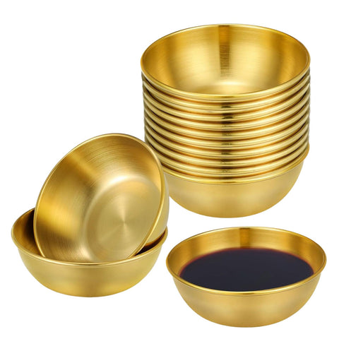 ZXBMS cuenco para salsas dorado, tamaño compacto ideal para servir condimentos.