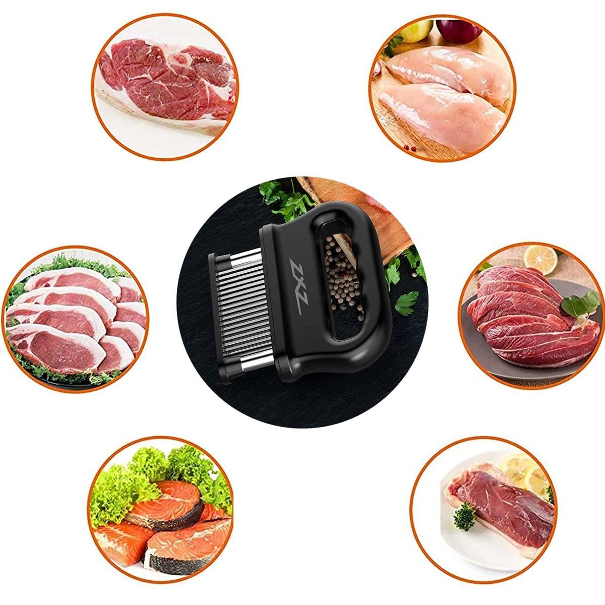 ZXZ ablandador de carne con protección segura para uso y limpieza.