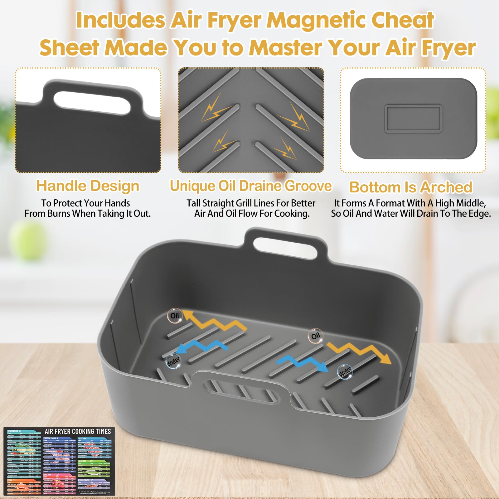 ZXZMZT forro de silicona para freidora de aire 5qt reutilizable y fácil limpieza