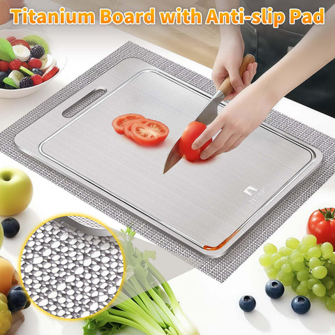 ZYBIDEAL tabla Titanio, doble cara para carne y vegetales.