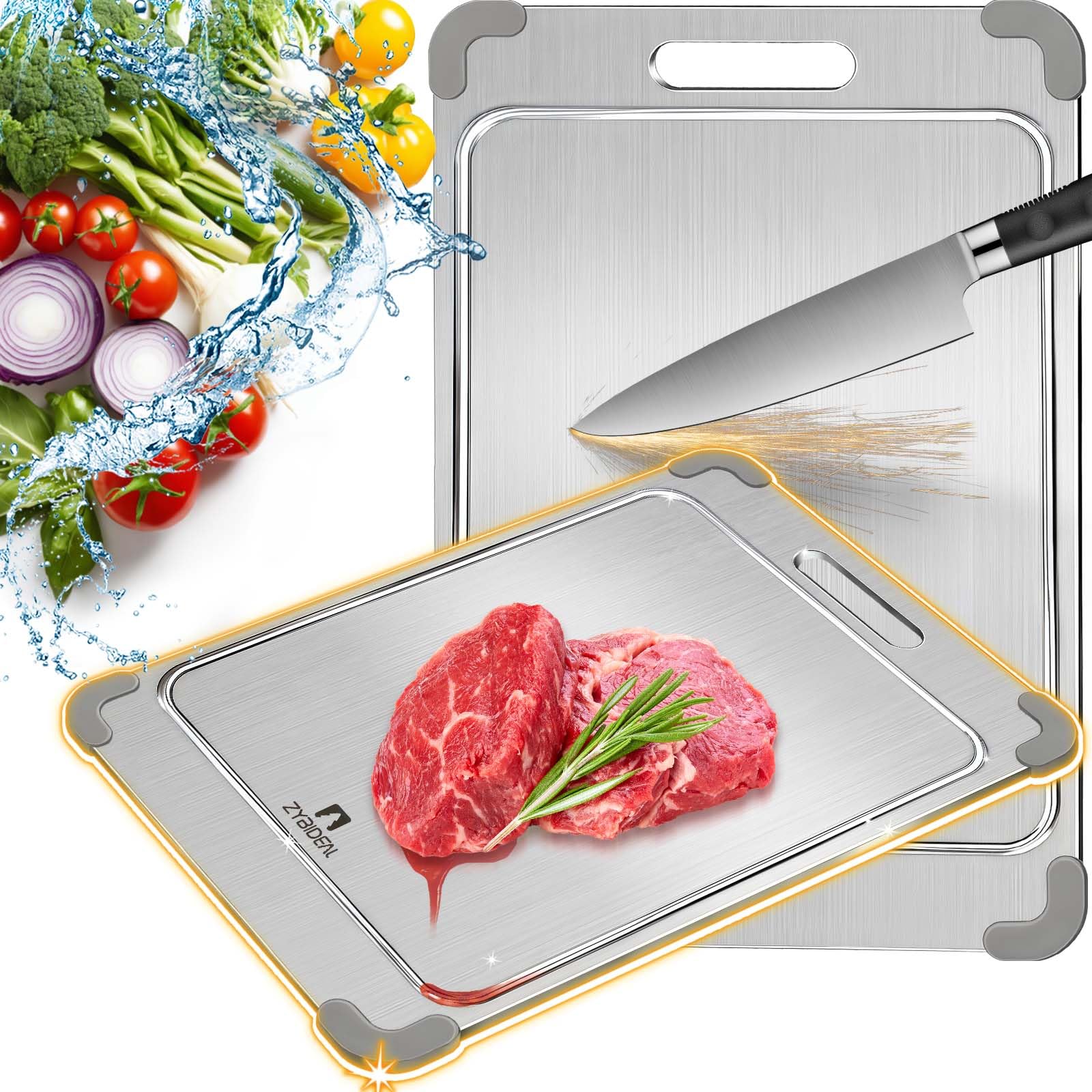 ZYBIDEAL tabla-corte-titanio-doble-lado: superficie duradera para cortar y picar