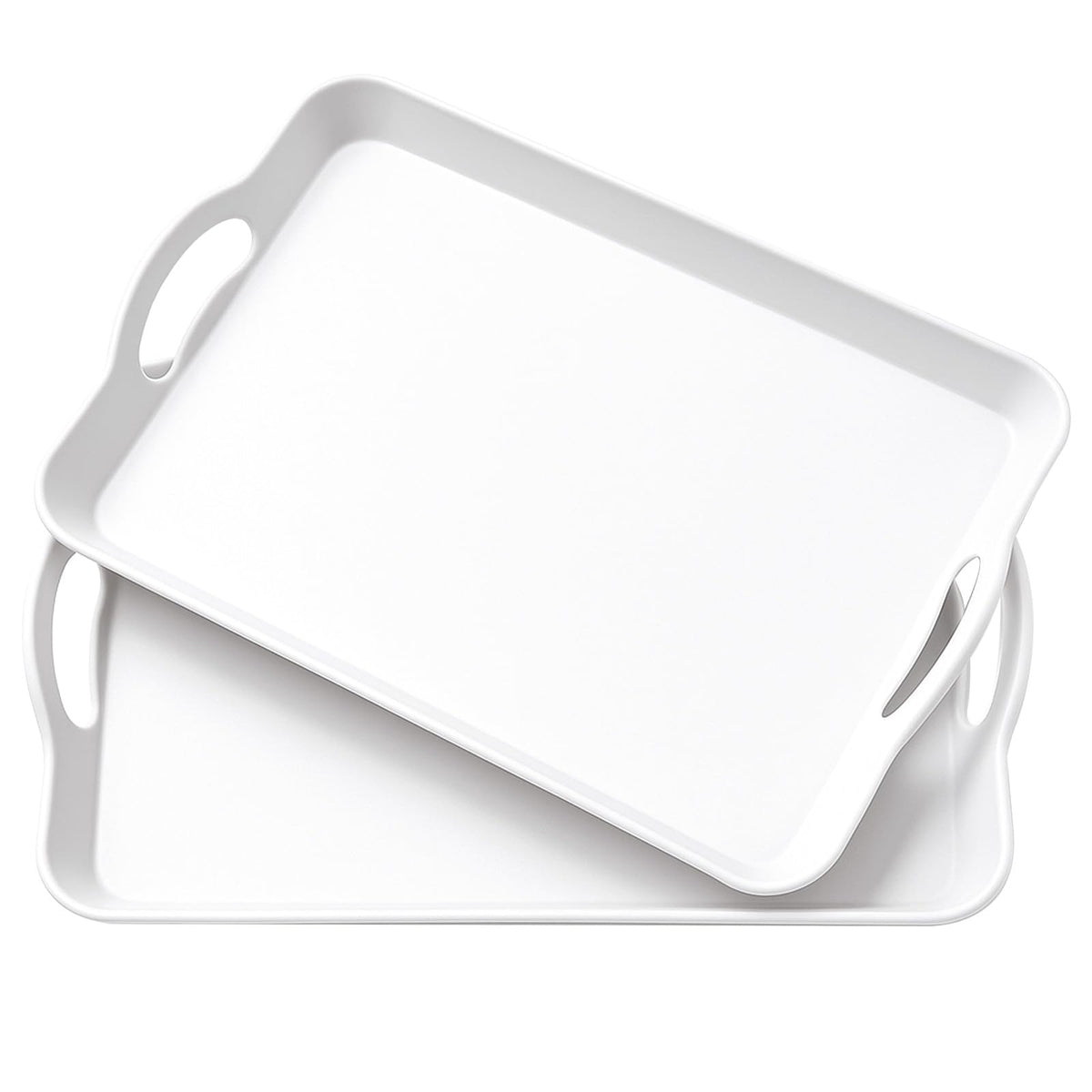 Bandeja Zyghjort grande blanca con manijas, ideal para aperitivos al aire libre.