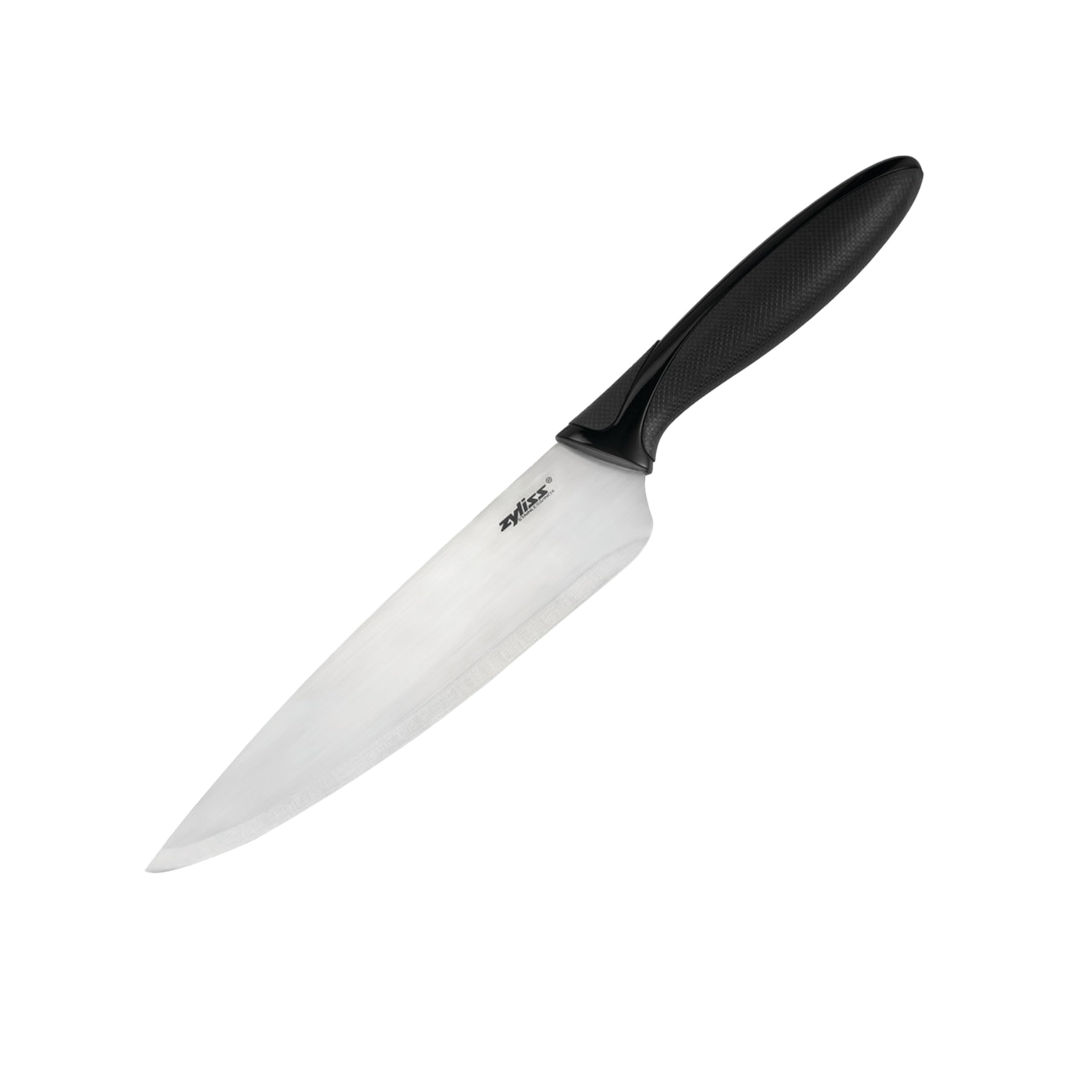 Cuchillo Zyliss Chef con funda protectora para almacenamiento seguro.