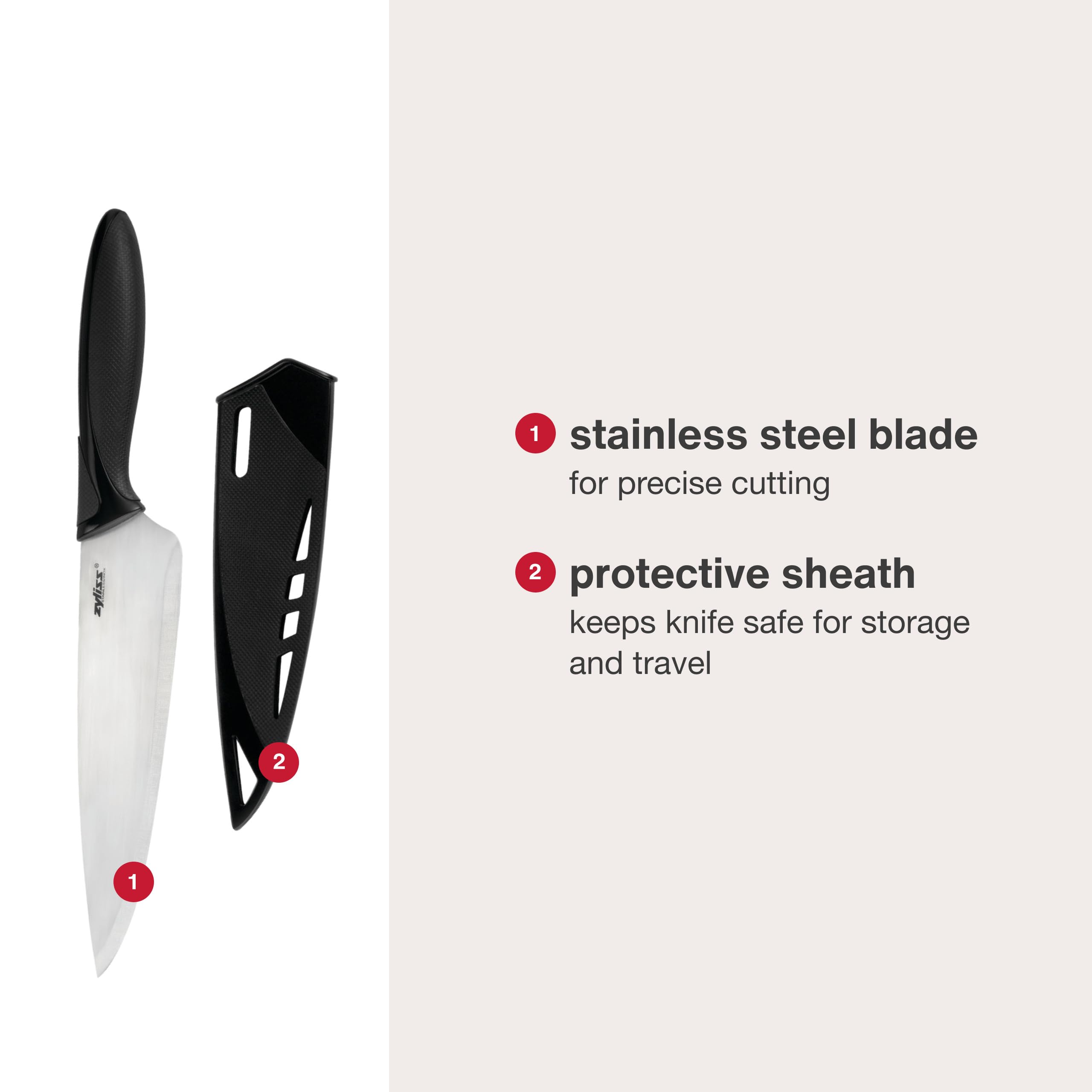 Cuchillo Zyliss Chef para frutas y hierbas, cortes limpios.