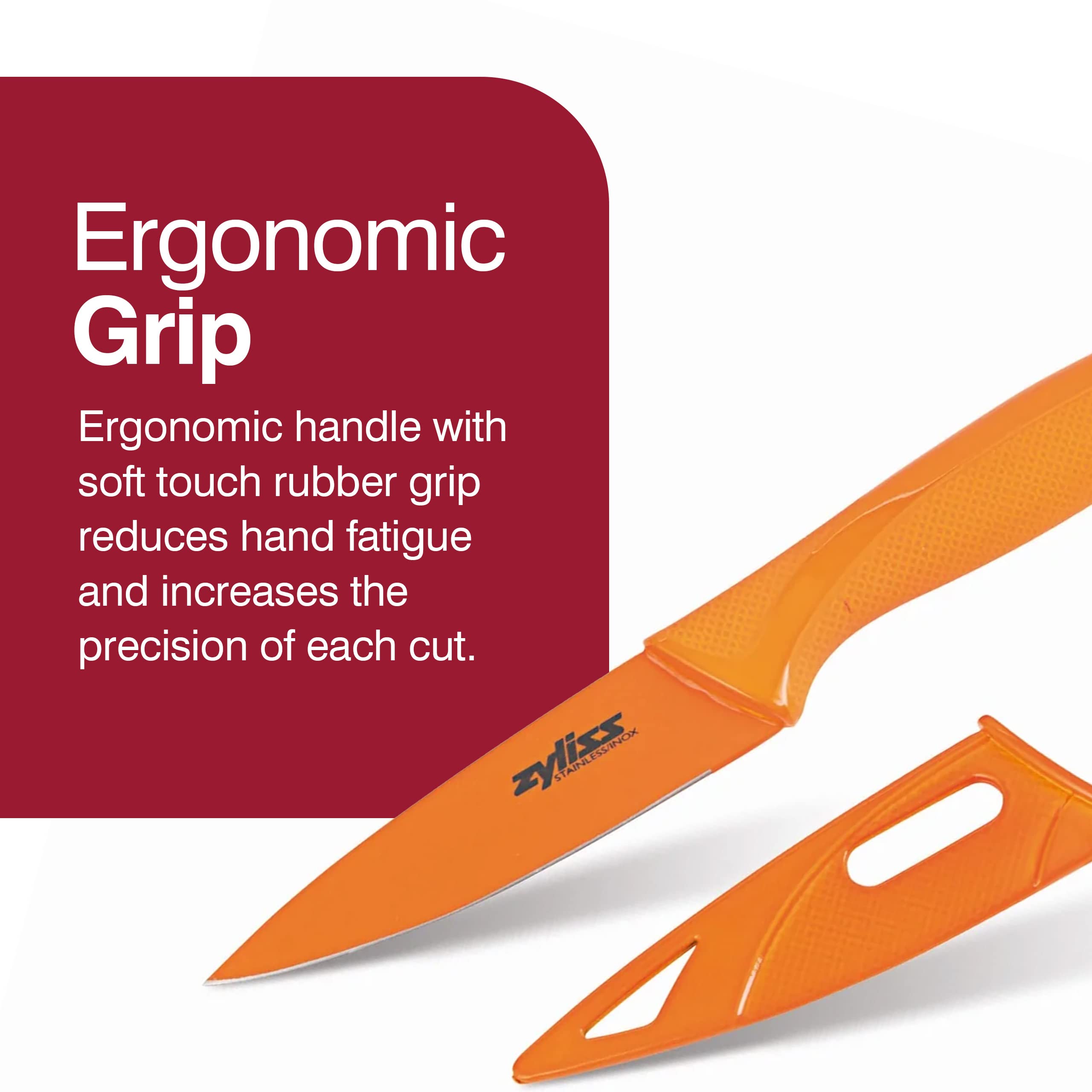 Cuchillo pelar Zyliss con acero inoxidable de alto carbono para filo duradero.