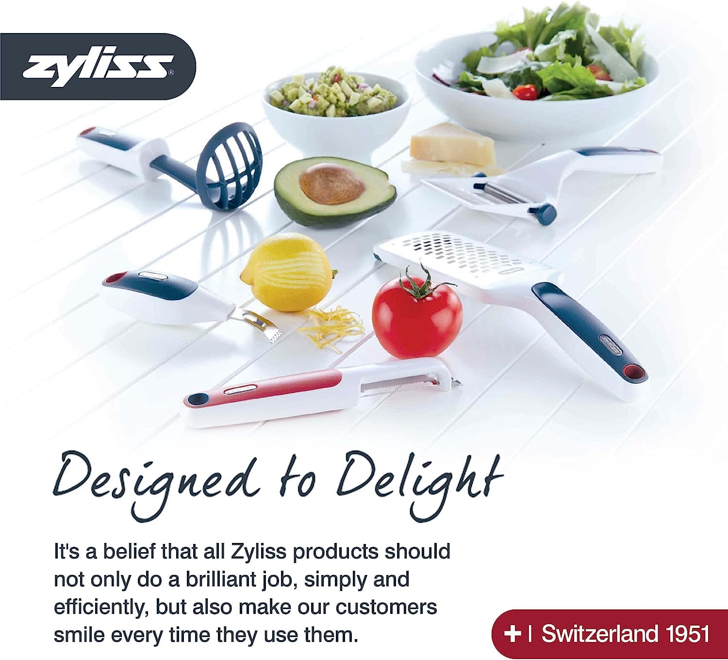 Zyliss diseño ergonómico de cortador mango para uso cómodo.