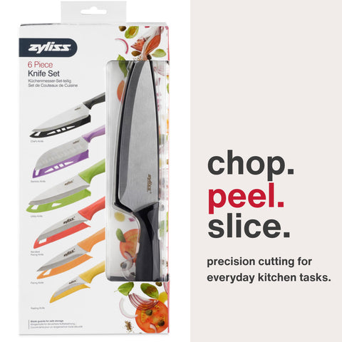 Cuchillo santoku Zyliss para rebanados uniformes.