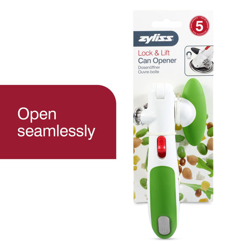 Zyliss Lock N' Lift ofrece agarre cómodo para abrir latas sin esfuerzo.