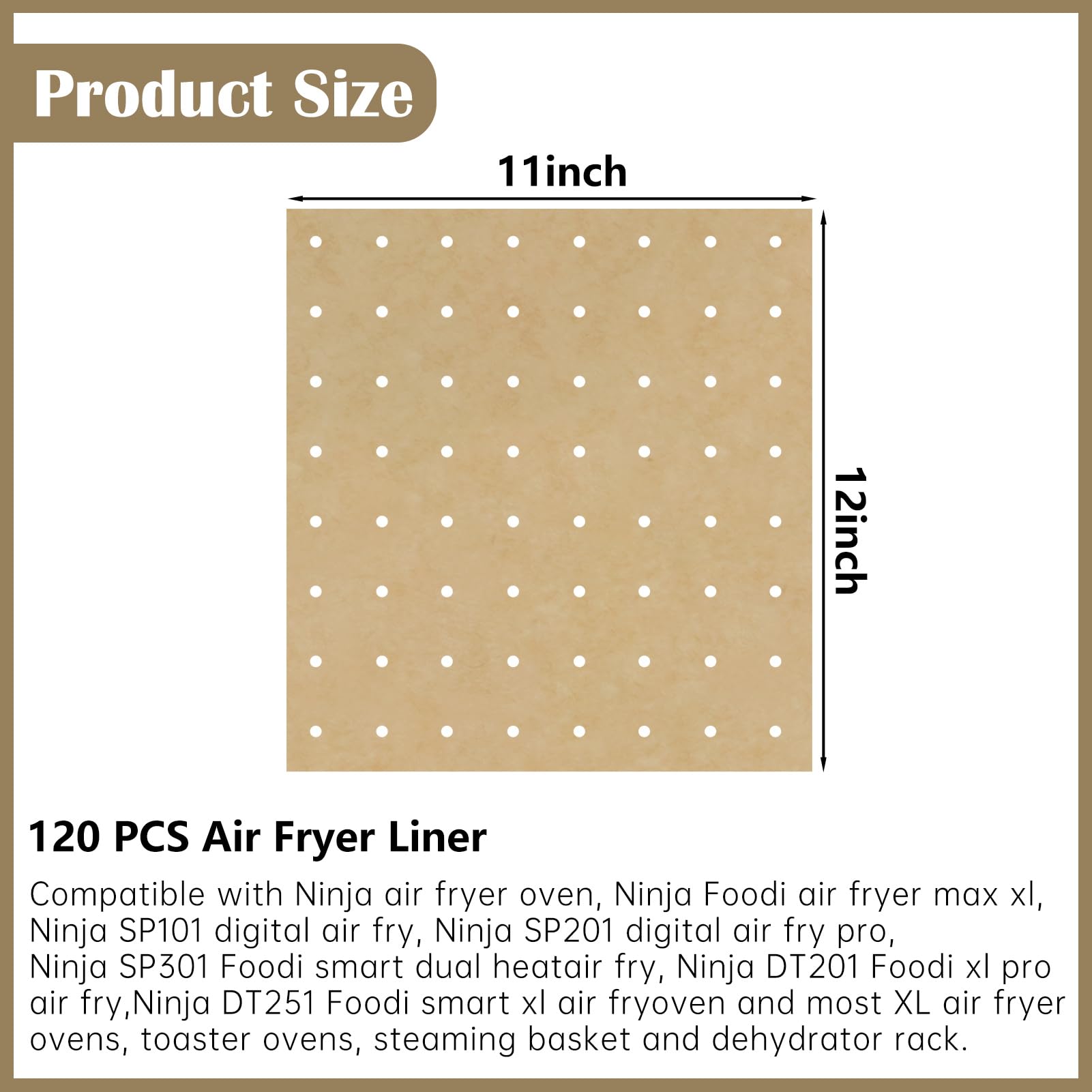 Liner ZYP perforado para freidora, mejora la circulación de vapor.