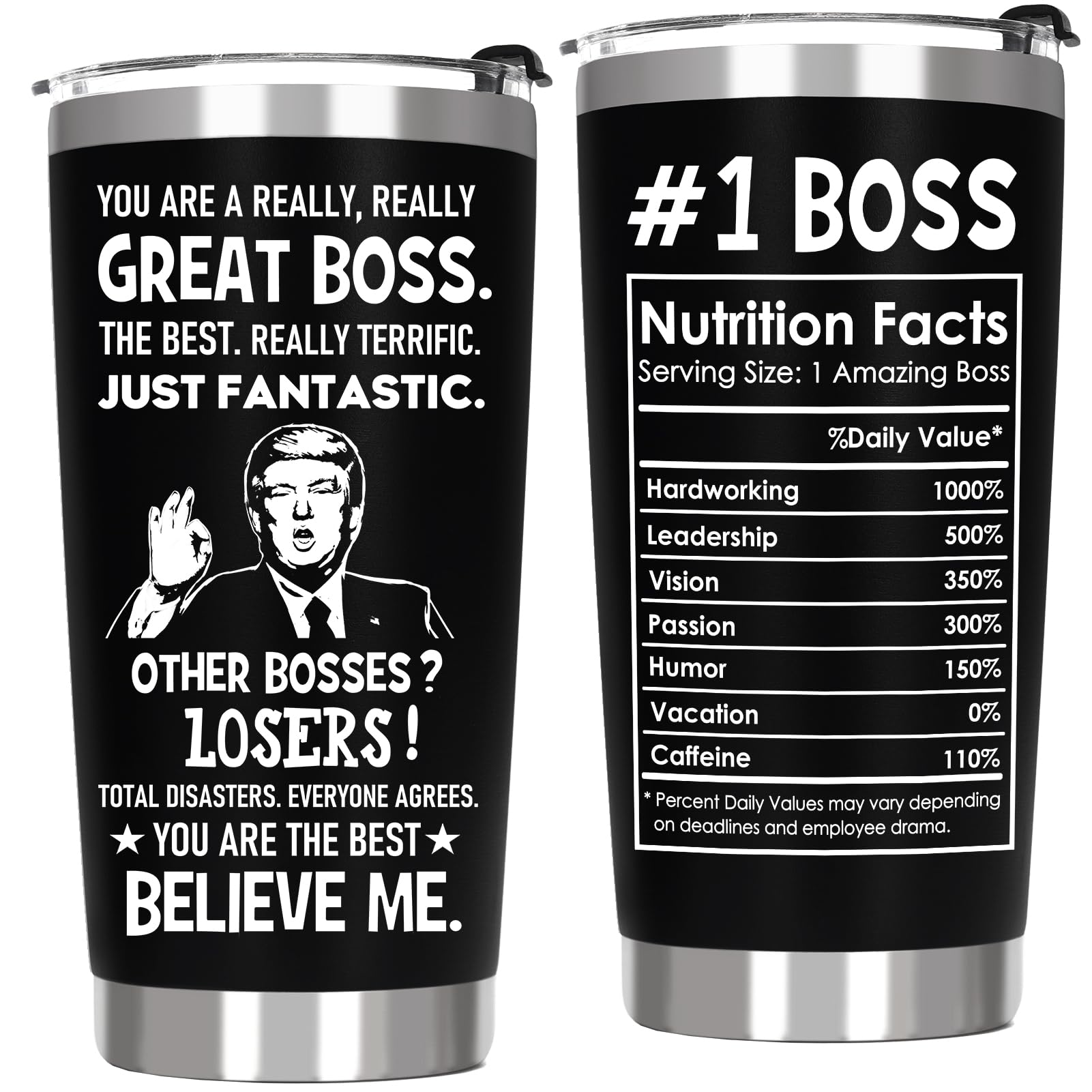 Taza ZyraGleam 20oz negra con diseño divertido para la oficina.