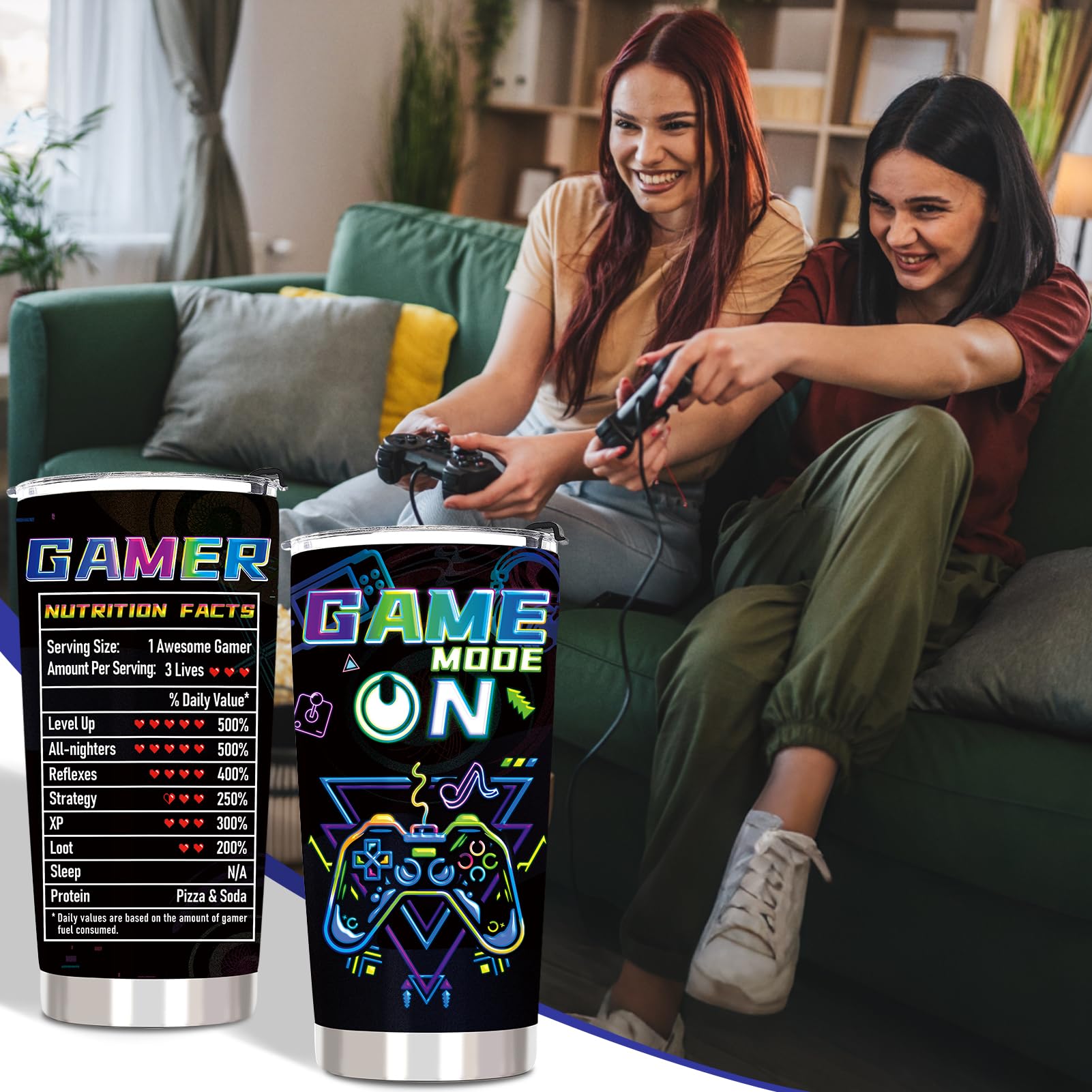 ZyraGleam Tumbler conserva temperatura durante horas para largas sesiones de juego
