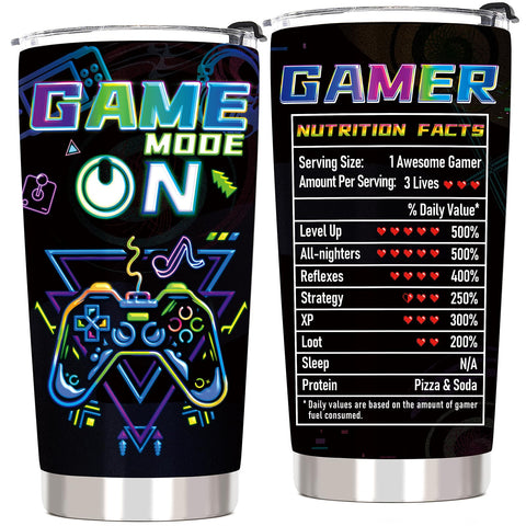ZyraGleam Tumbler con diseño gamer neon, ideal para regalo entre gamers