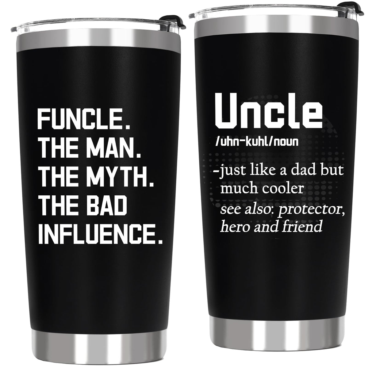Vaso termo ZyraGleam de 20 onzas, perfecto para tío, con diseño divertido.