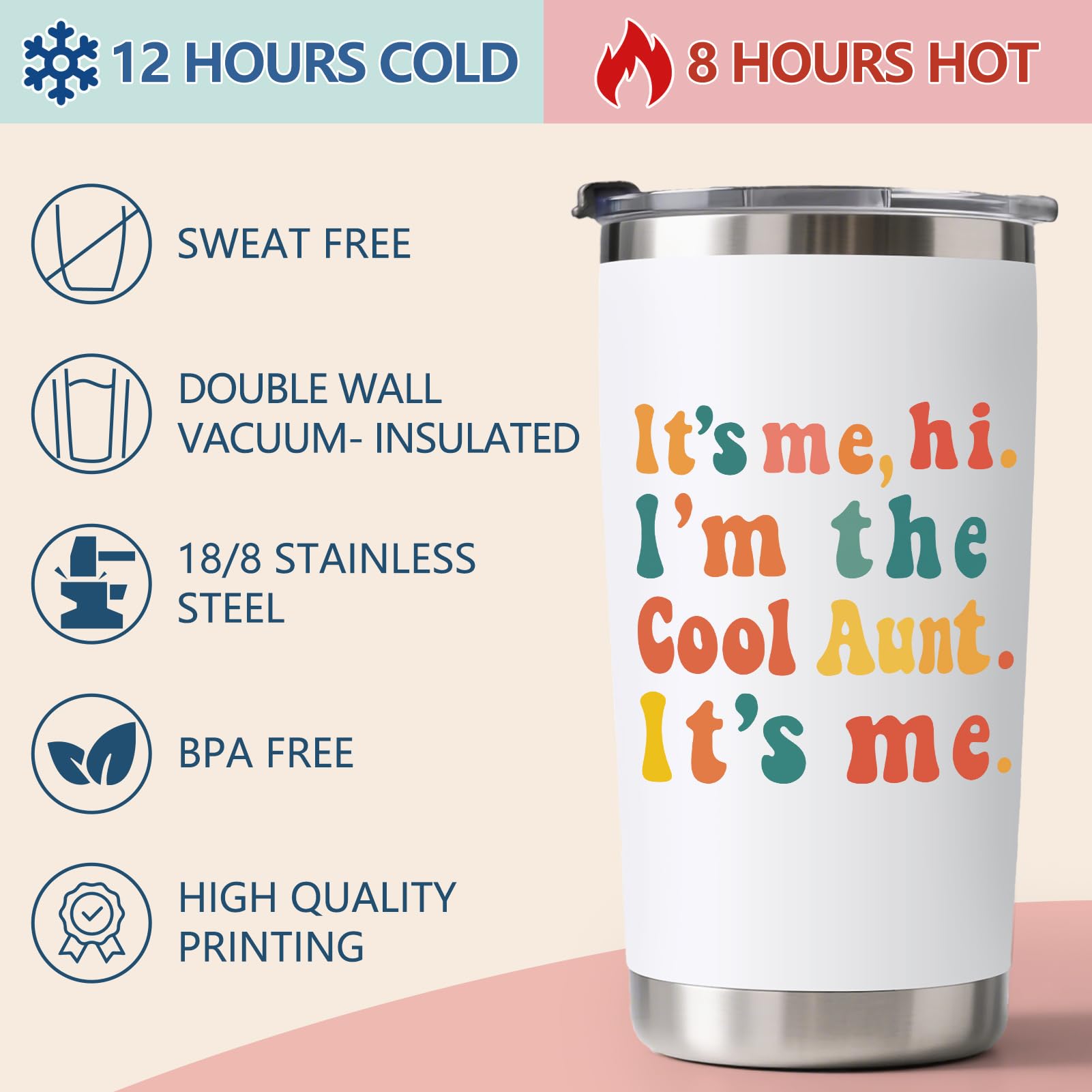 Vaso térmico ZyraGleam, doble pared acero inoxidable 18-8, mantiene bebidas calientes