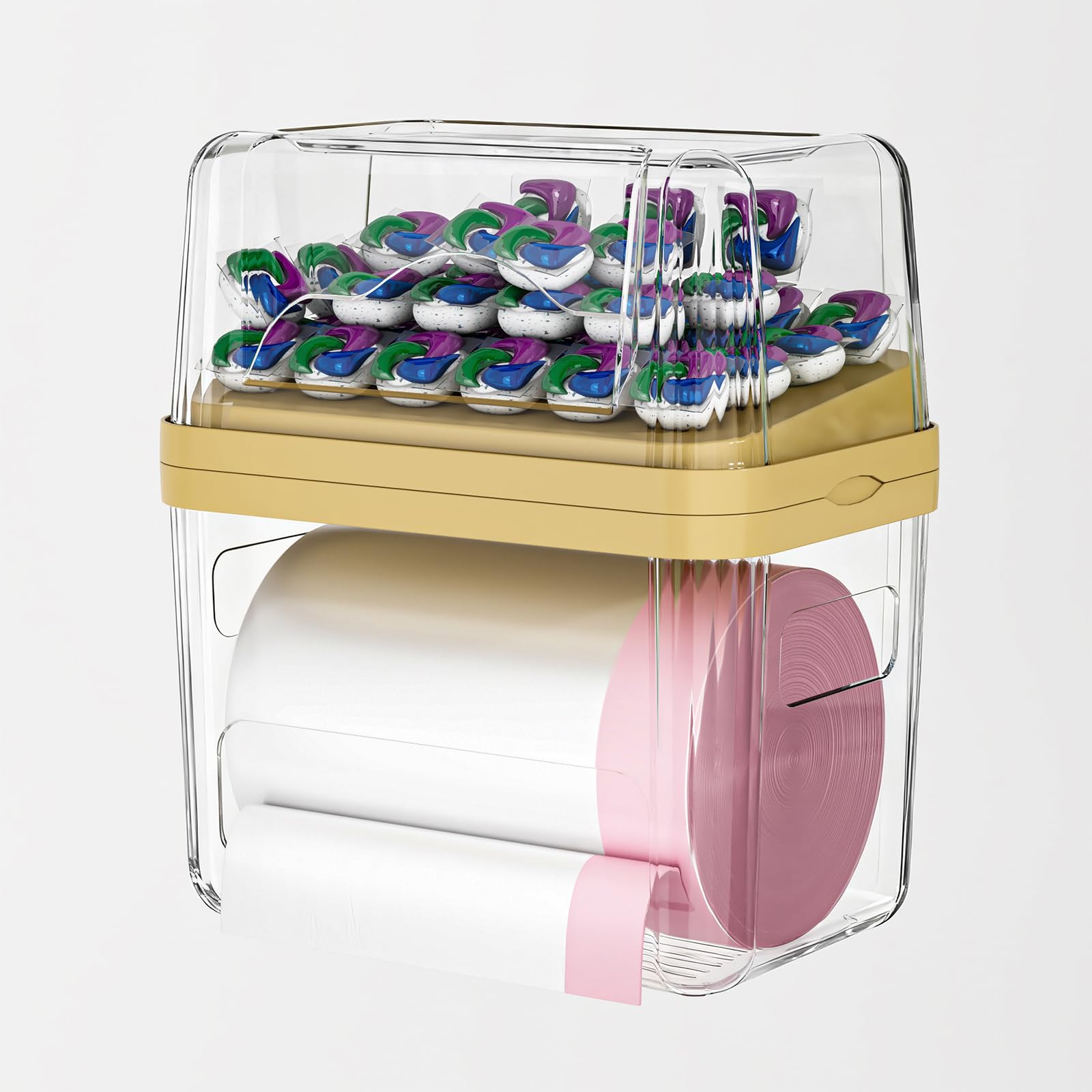 zzwillb dispensador bolsas basura 2 en 1, acceso rápido a bolsas para cocina
