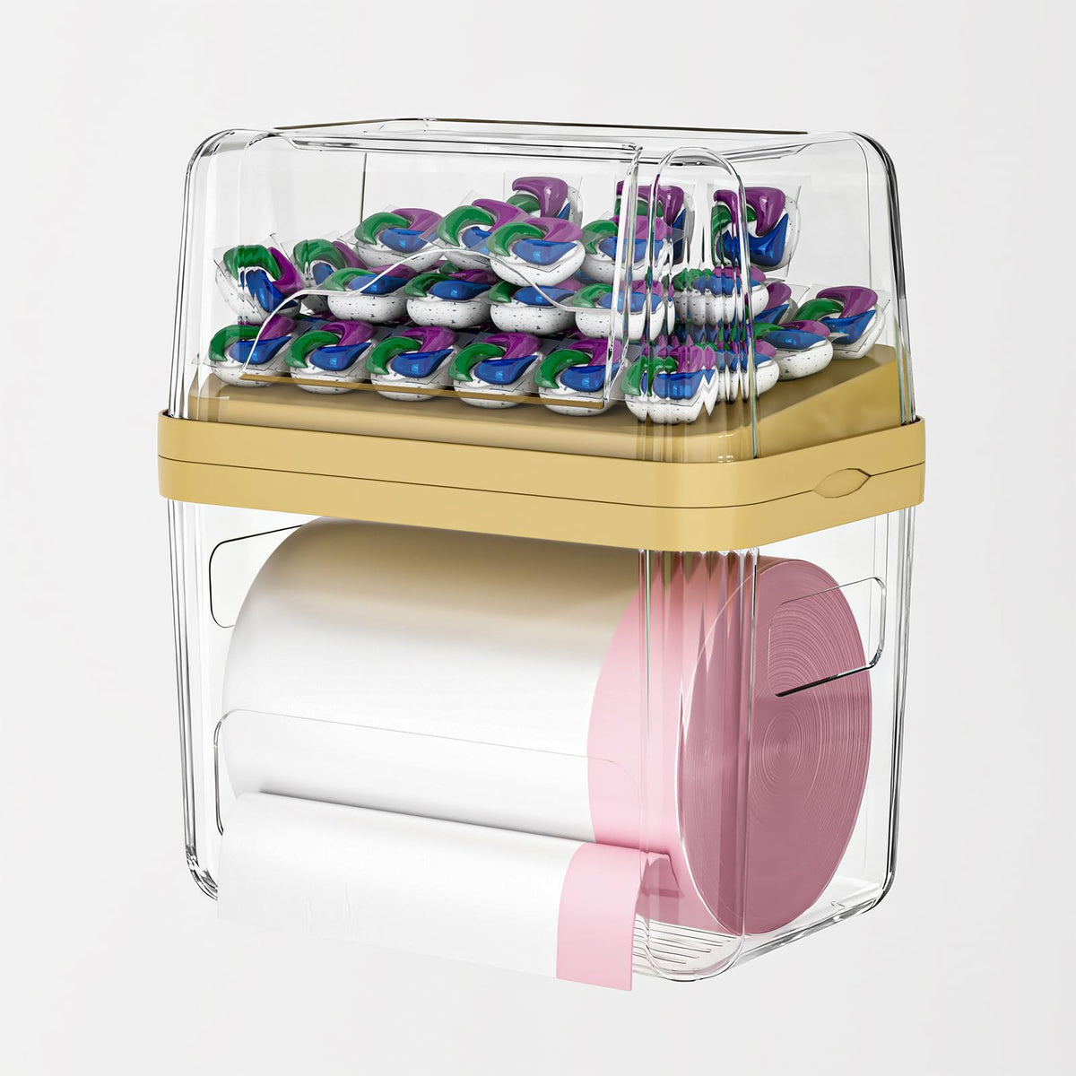 zzwillb dispensador bolsas basura 2 en 1, acceso rápido a bolsas para cocina